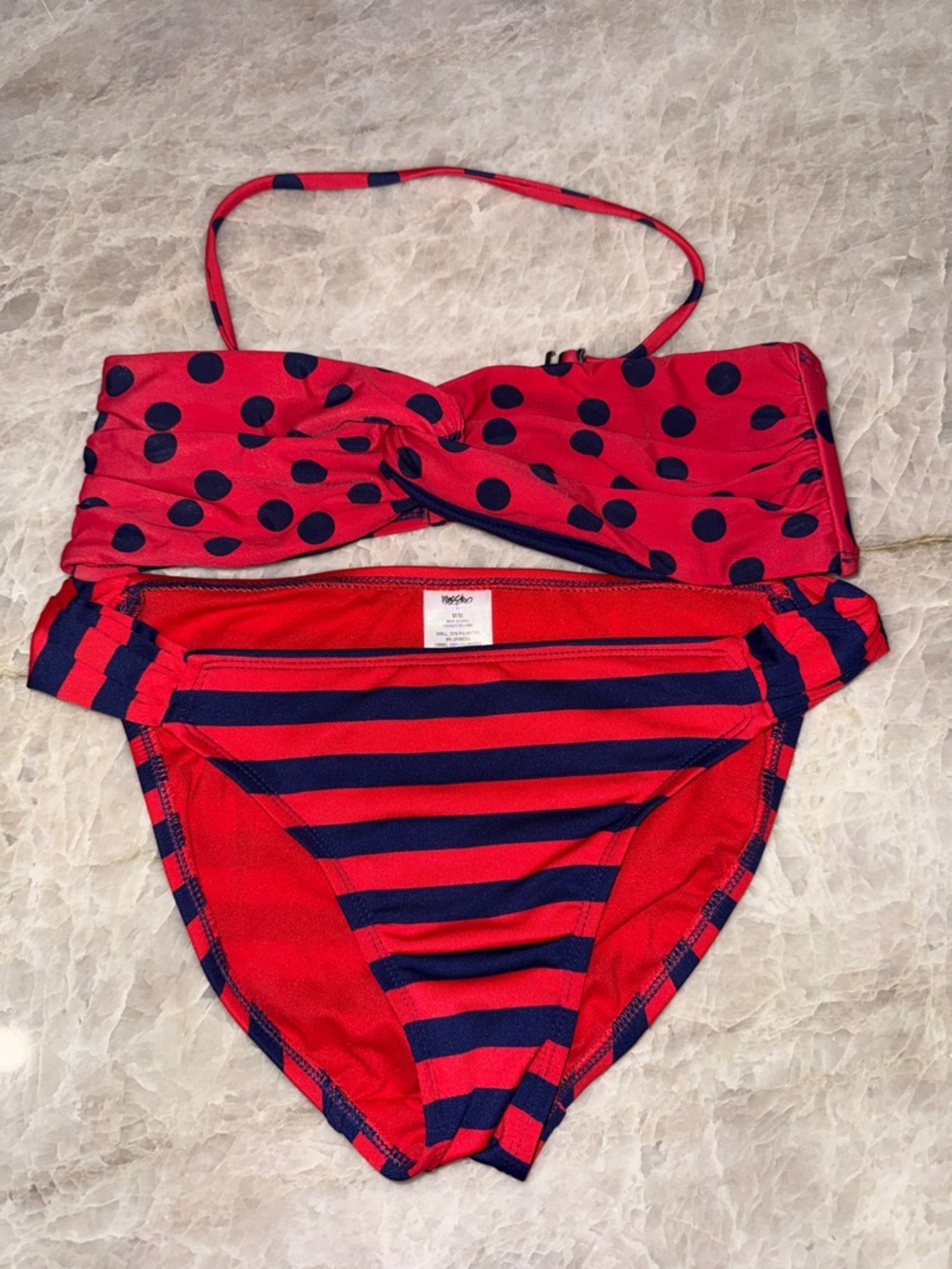 Mossimo Red and Navy Bikini Bottom (Size M) & Top (Size S). EUC